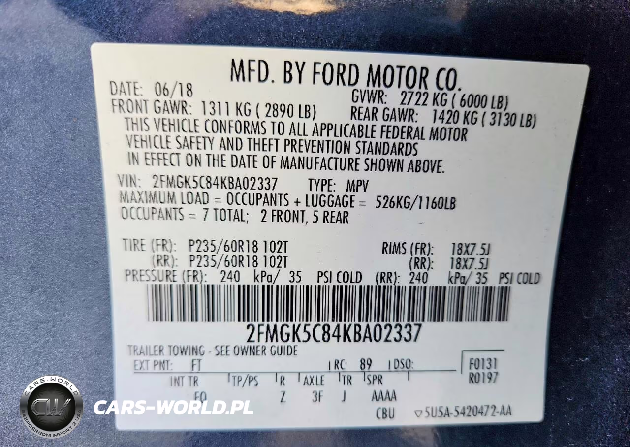 2019 Ford Flex Sel VIN:2FMGK5C84KBA02337 - 13