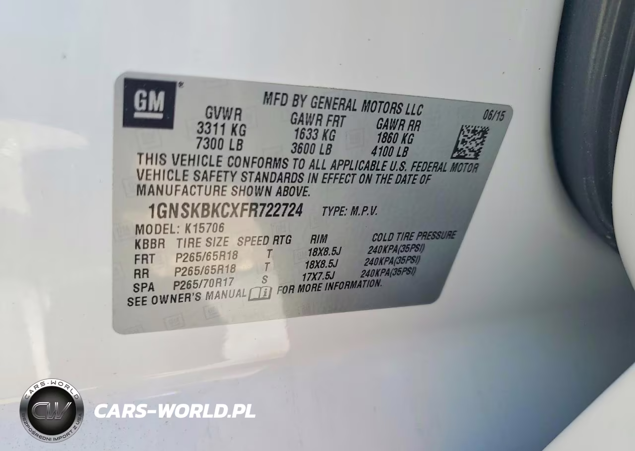 2015 Chevrolet Tahoe K1500 Lt VIN:1GNSKBKCXFR722724 - 13