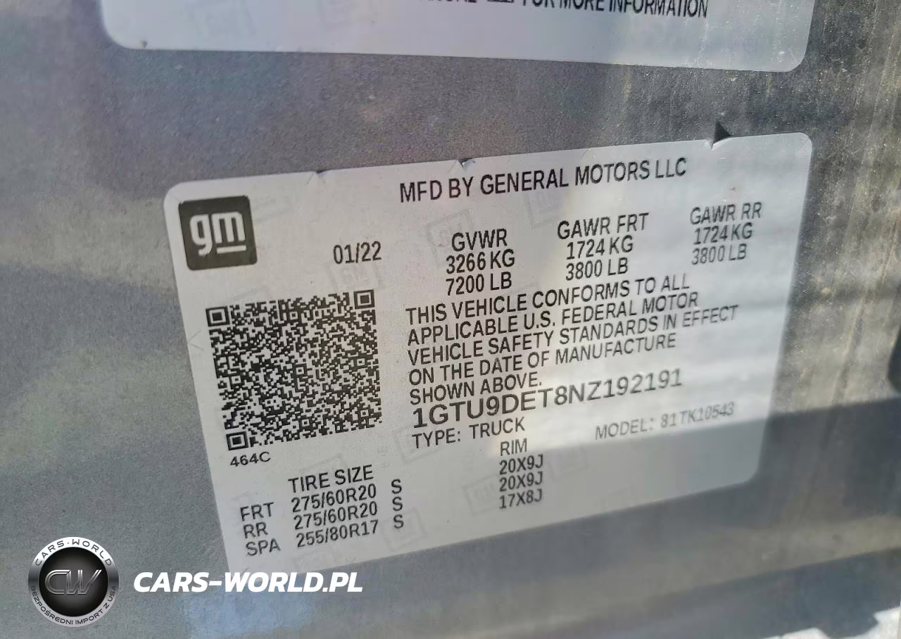 GMC SIERRA LIM VIN:1GTU9DET8NZ192191 - 12
