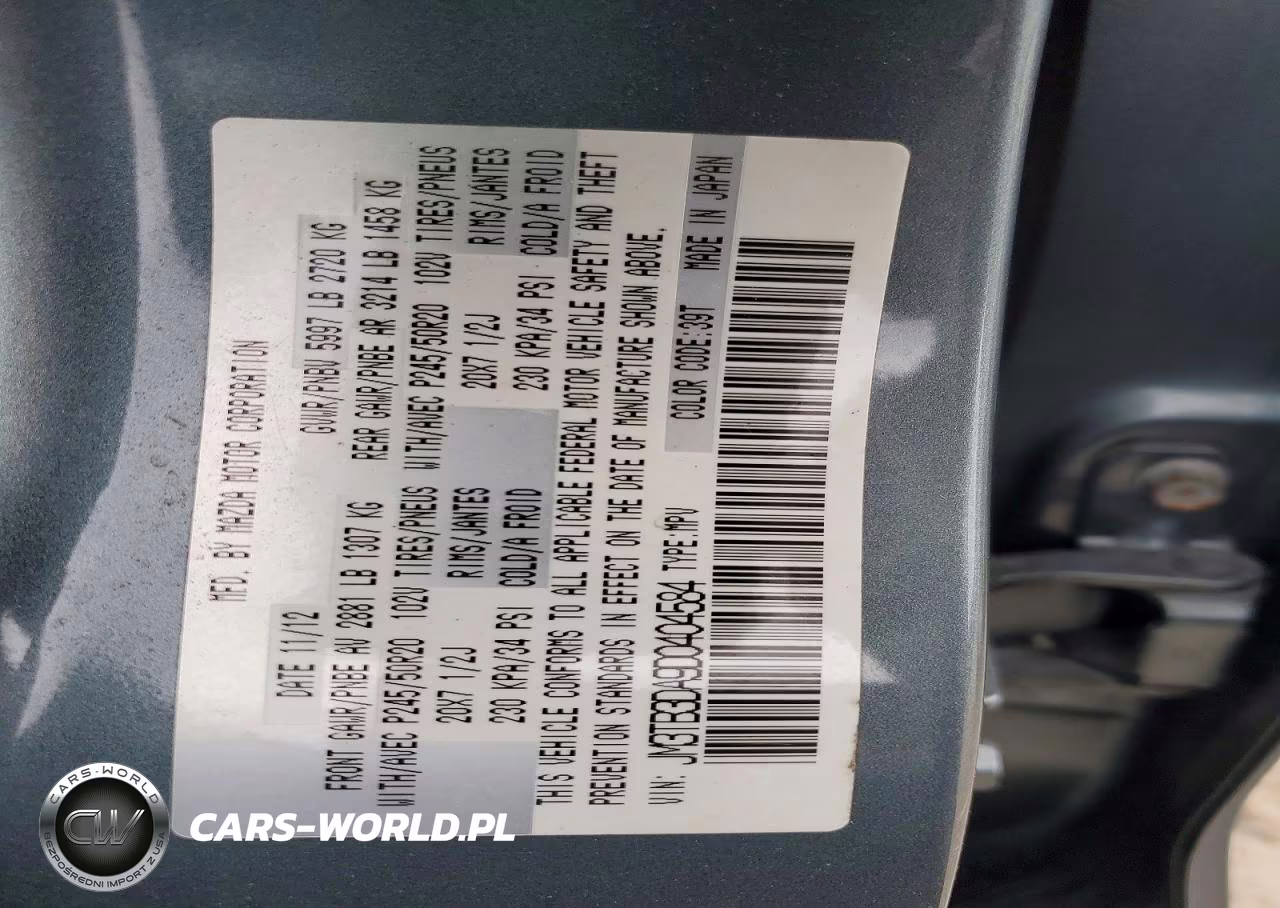 2013 Mazda Cx-9 Grand Touring VIN:JM3TB3DA9D0404584 - 13