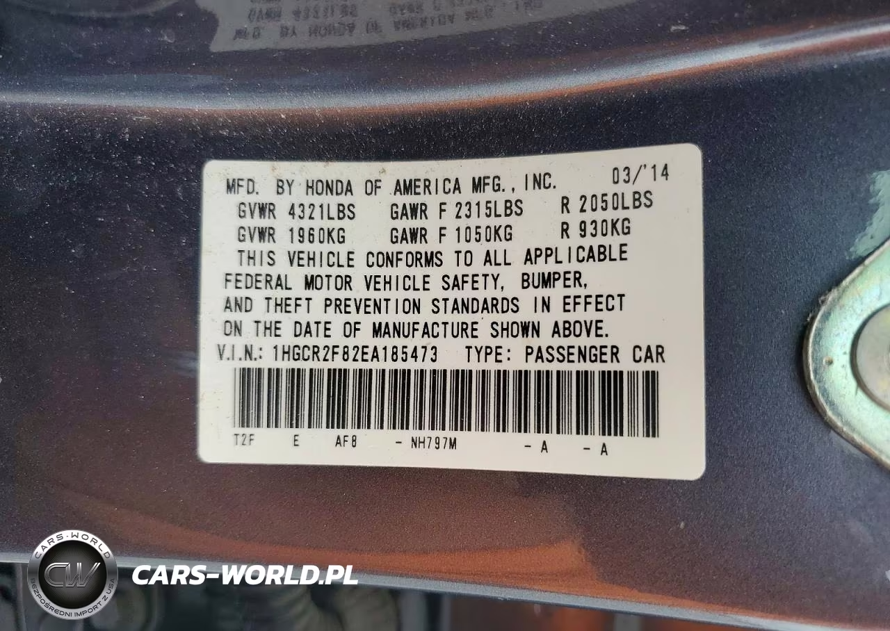 2014 Honda Accord Exl VIN:1HGCR2F82EA185473 - 12
