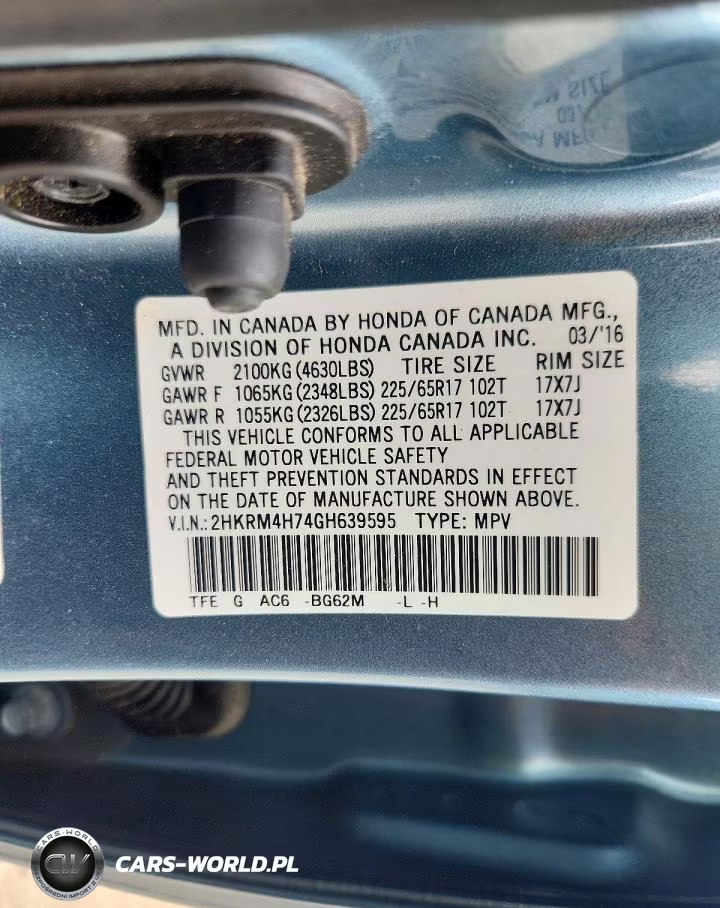 2016 Honda Cr-V Exl VIN:2HKRM4H74GH639595 - 13