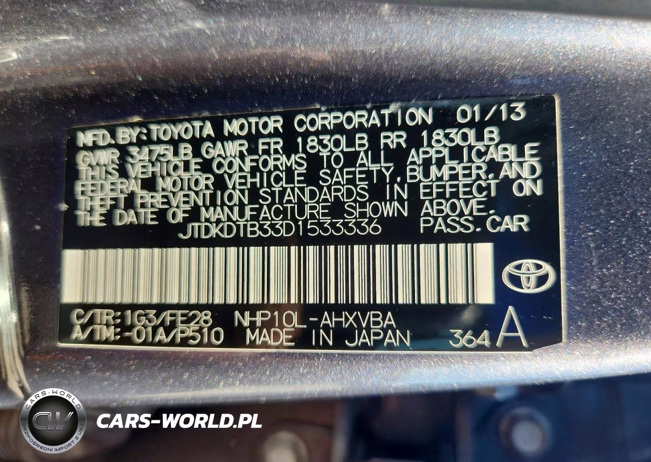 2013 Toyota Prius C One VIN:JTDKDTB33D1533336 - 12