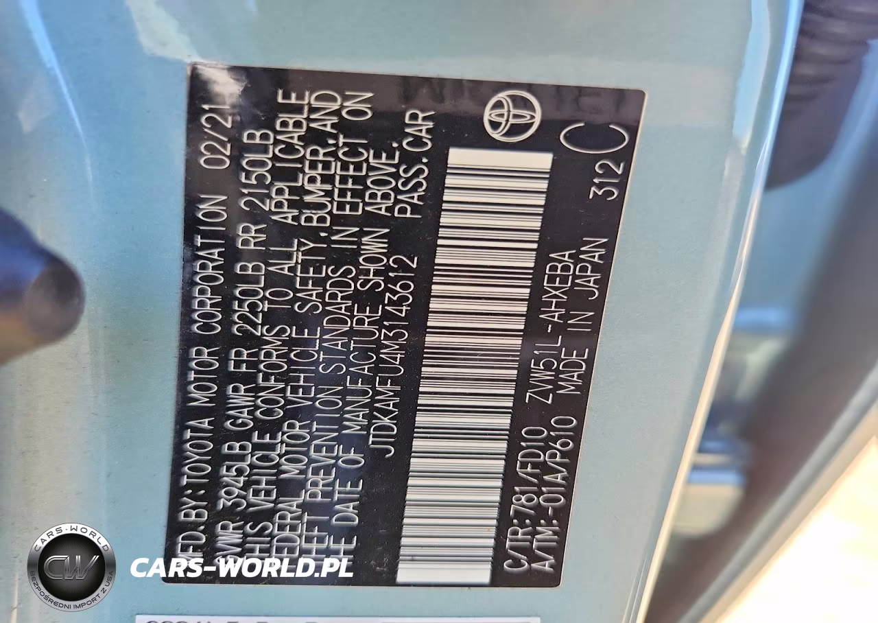 2021 Toyota Prius Le VIN:JTDKAMFU4M3143612 - 12