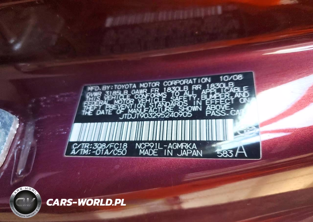 2009 Toyota Yaris Base VIN:JTDJT903295240905 - 12