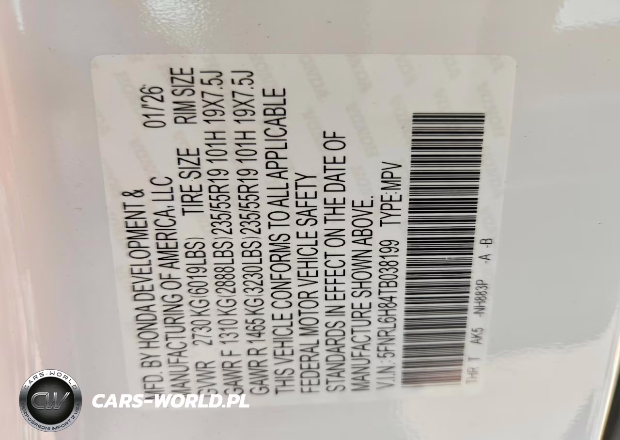 2026 Honda Odyssey Touring VIN:5FNRL6H84TB038199 - 13