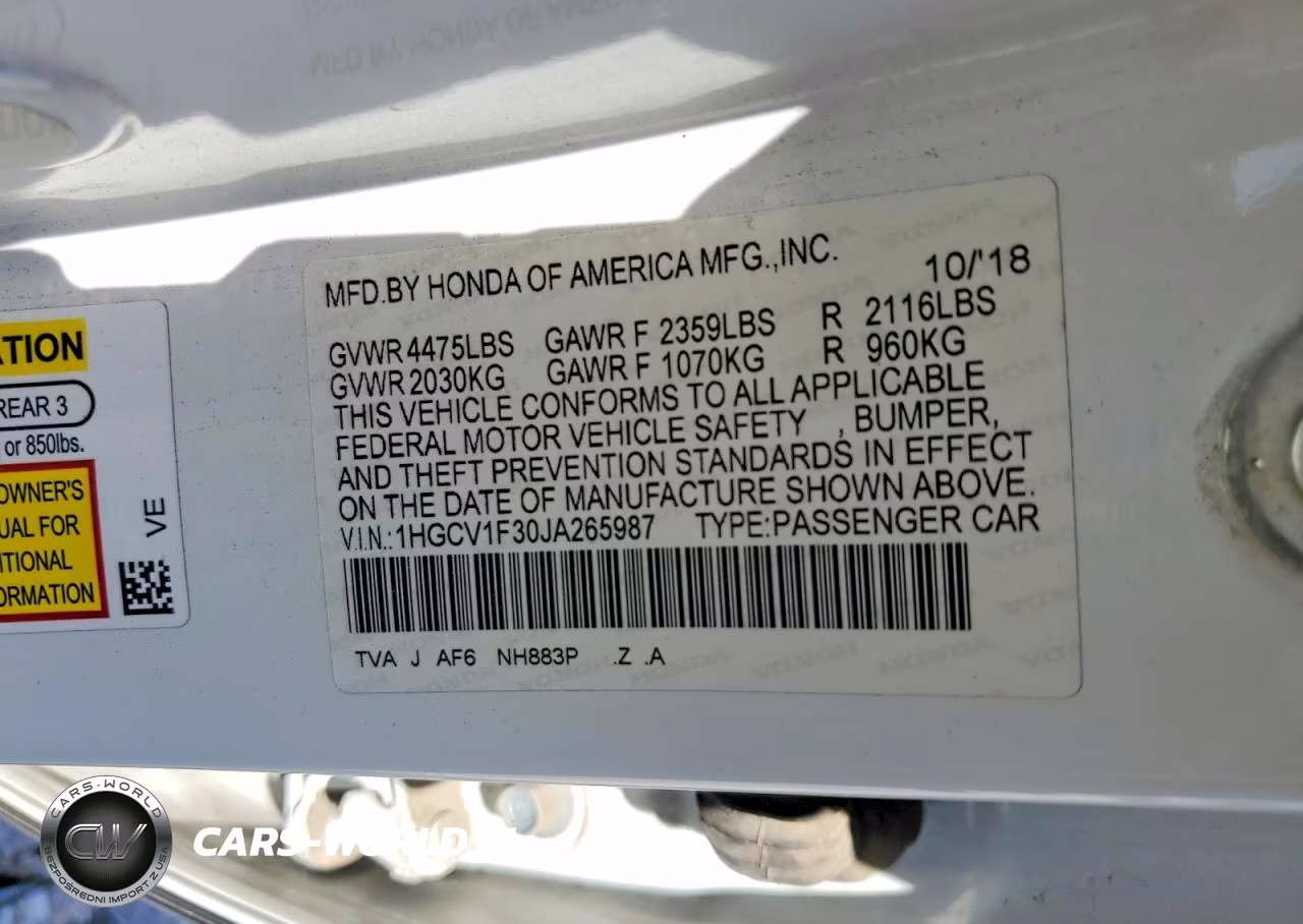 2018 Honda Accord Sport VIN:1HGCV1F30JA265987 - 13