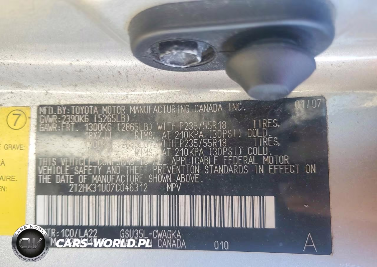 2007 Lexus Rx 350 VIN:2T2HK31U07C046312 - 13