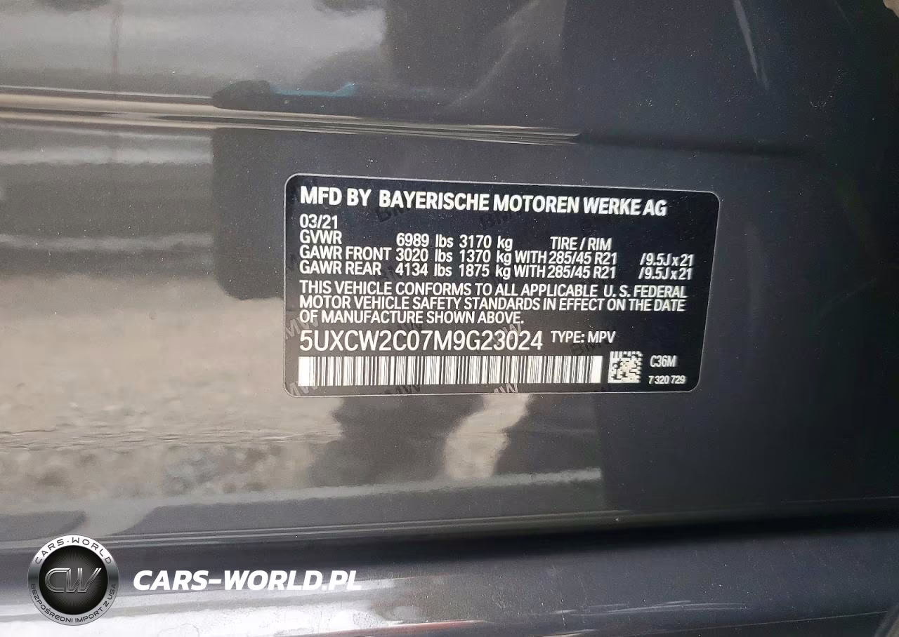 2021 BMW X7 xDrive40I VIN:5UXCW2C07M9G23024 - 12