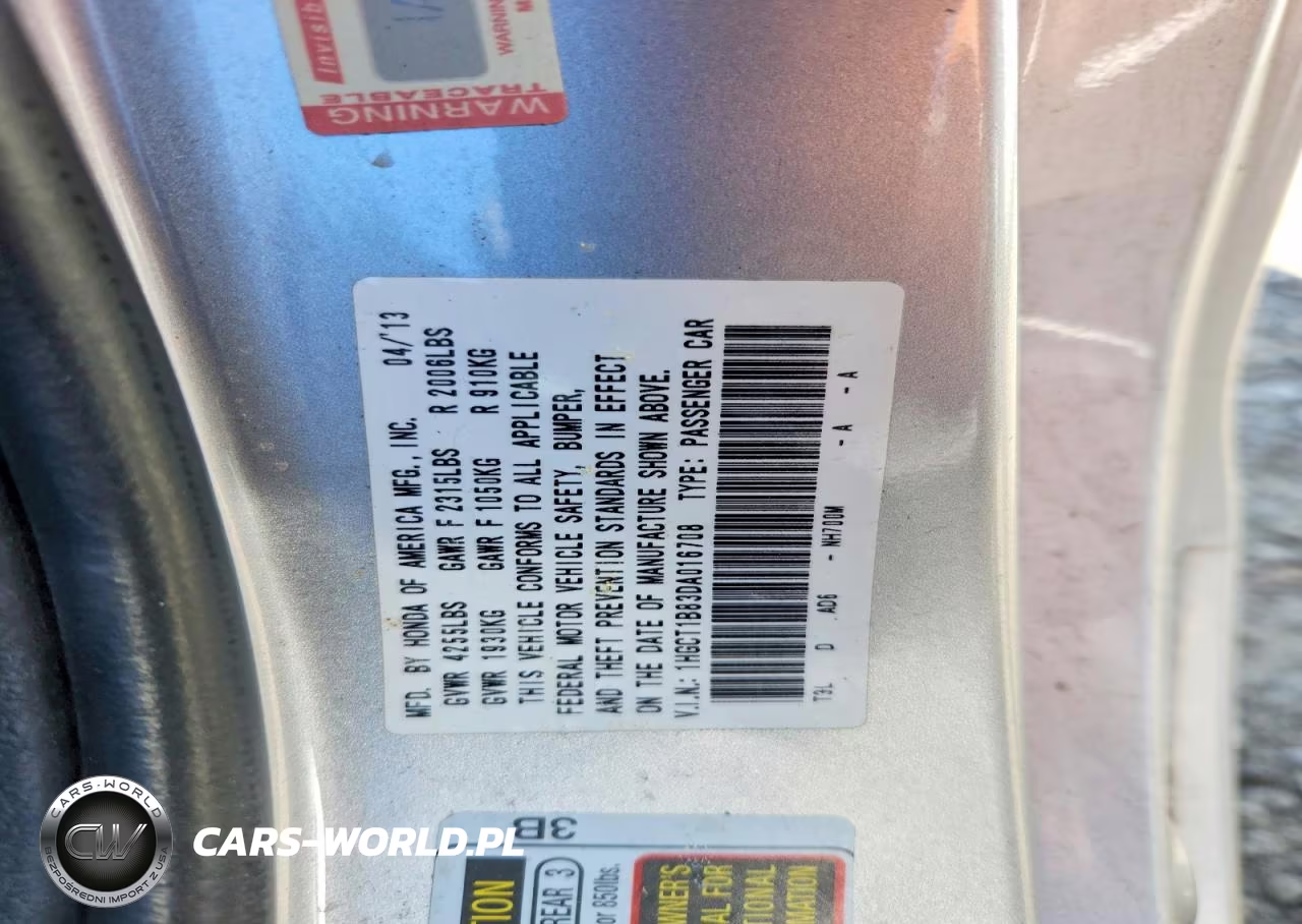 2013 Honda Accord Exl VIN:1HGCT1B83DA016708 - 12