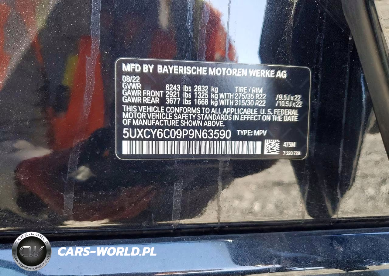 2023 BMW X6 xDrive40I VIN:5UXCY6C09P9N63590 - 12