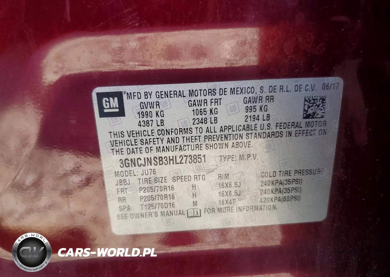 2017 Chevrolet Trax Ls VIN:3GNCJNSB3HL273851 - 14