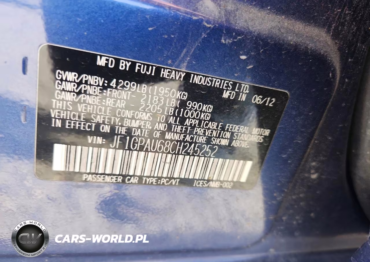 2012 Subaru Impreza Sport Limited VIN:JF1GPAU68CH245252 - 13