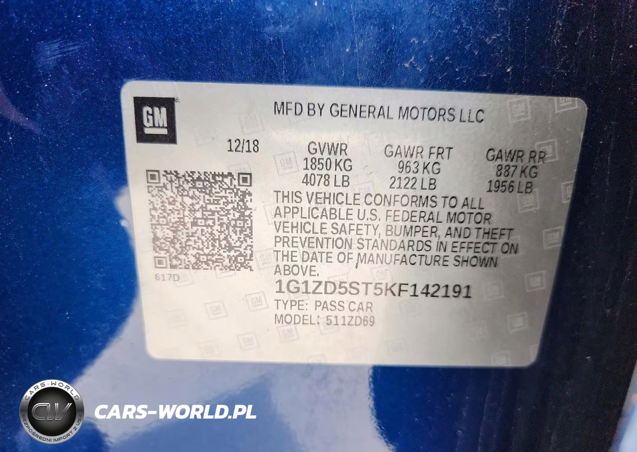 2019 Chevrolet Malibu Lt VIN:1G1ZD5ST5KF142191 - 12