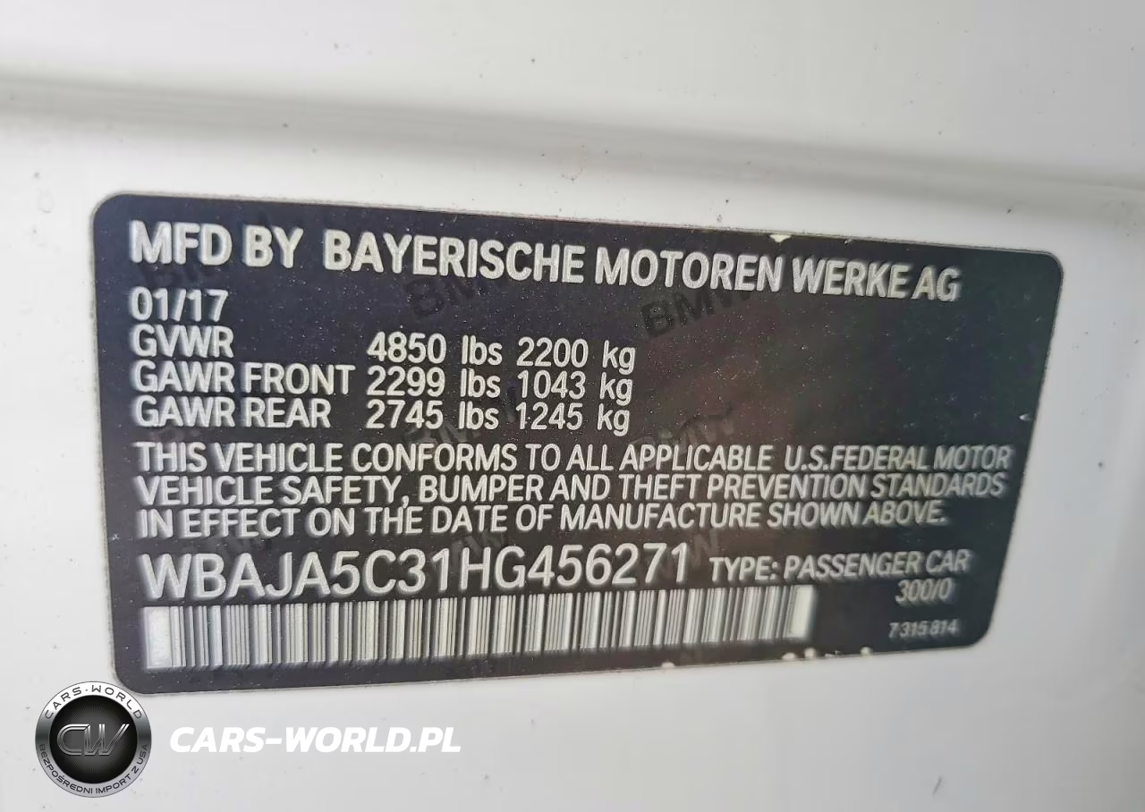 2017 BMW 530 I VIN:WBAJA5C31HG456271 - 12