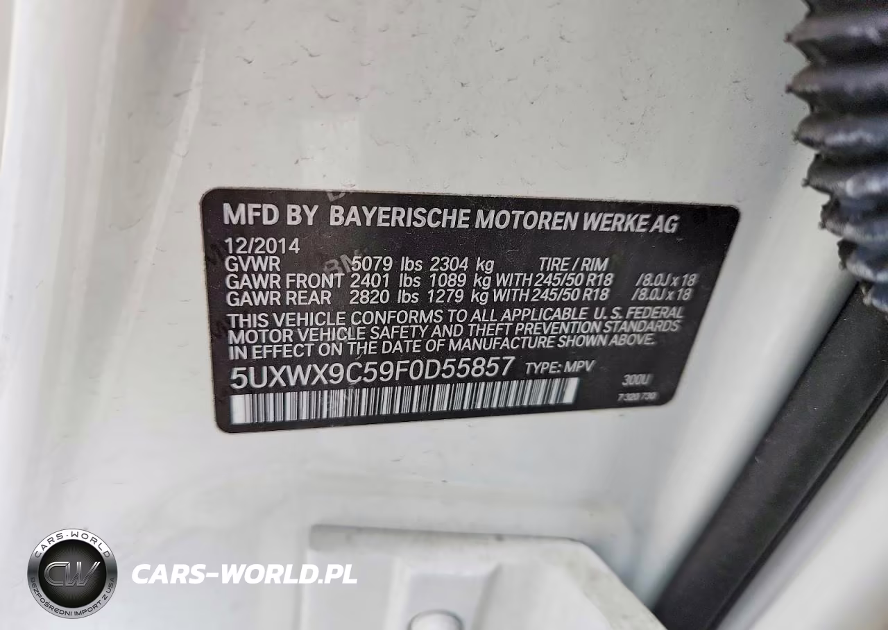2015 BMW X3 xDrive28I VIN:5UXWX9C59F0D55857 - 14