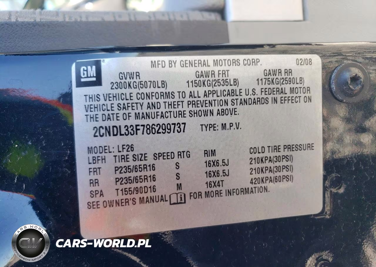 2008 Chevrolet Equinox Lt VIN:2CNDL33F786299737 - 12