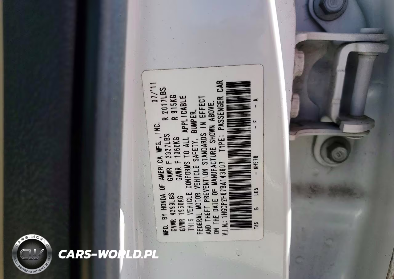 2011 Honda Accord Se VIN:1HGCP2F67BA143607 - 12