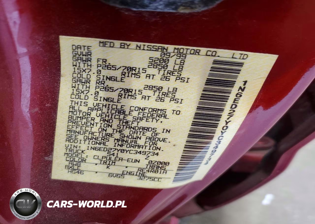 2000 Nissan Frontier Xe VIN:1N6ED27Y0YC349734 - 12