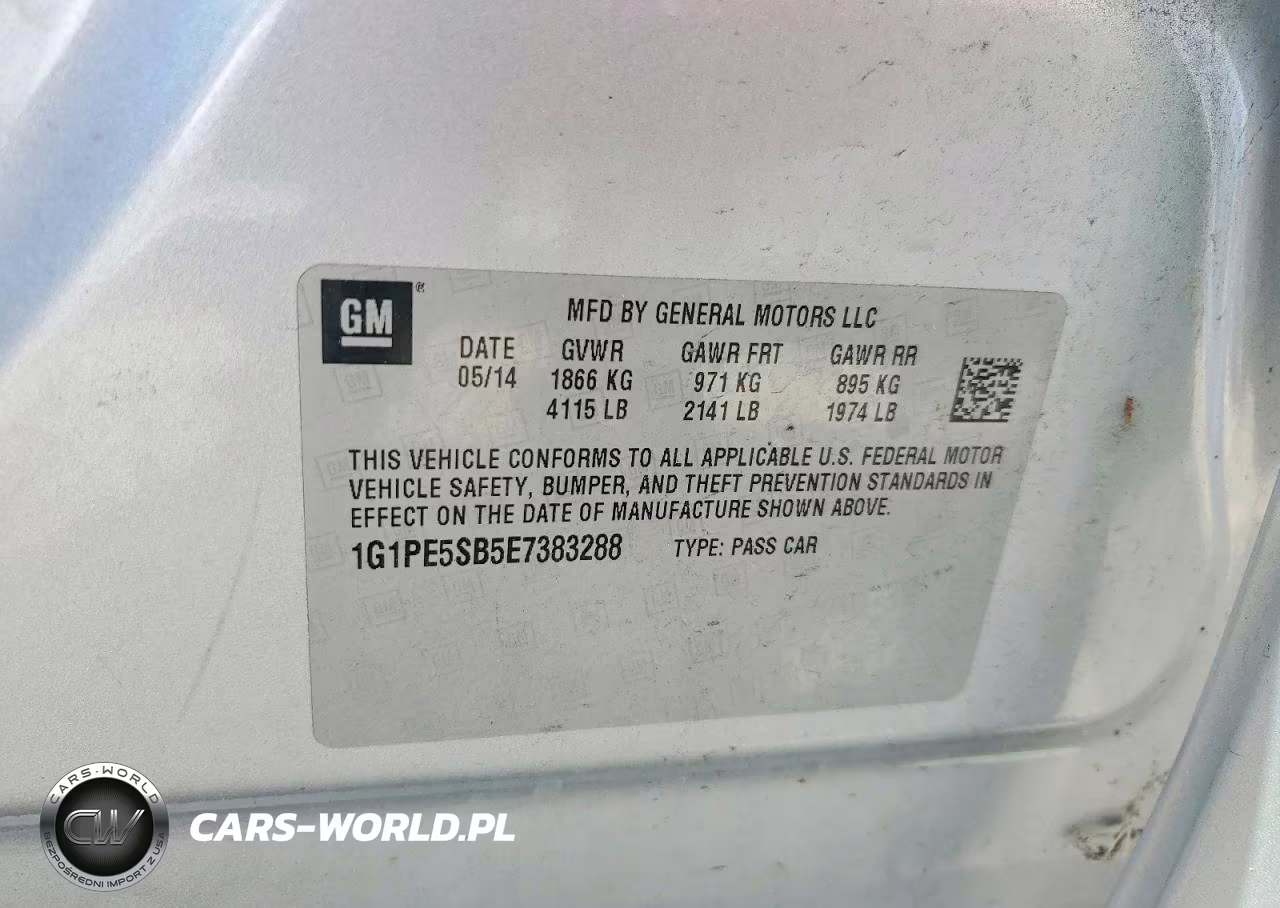 2014 Chevrolet Cruze Lt VIN:1G1PE5SB5E7383288 - 12