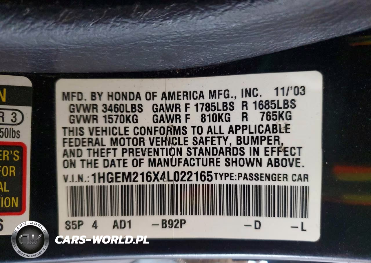 2004 Honda Civic Lx VIN:1HGEM216X4L022165 - 13