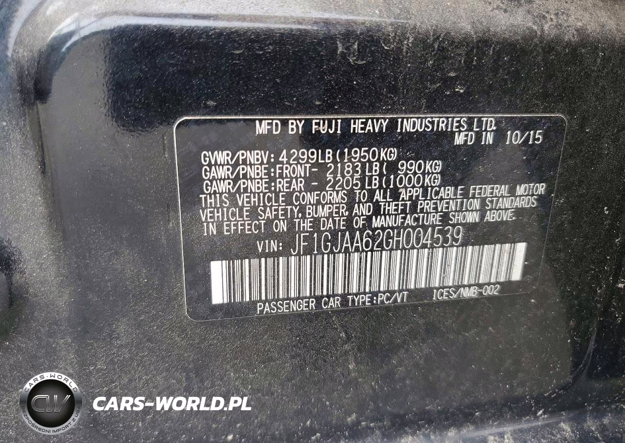 2016 Subaru Impreza 2.0I VIN:JF1GJAA62GH004539 - 12