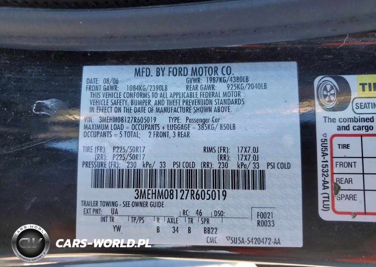 2007 Mercury Milan Premier VIN:3MEHM08127R605019 - 12