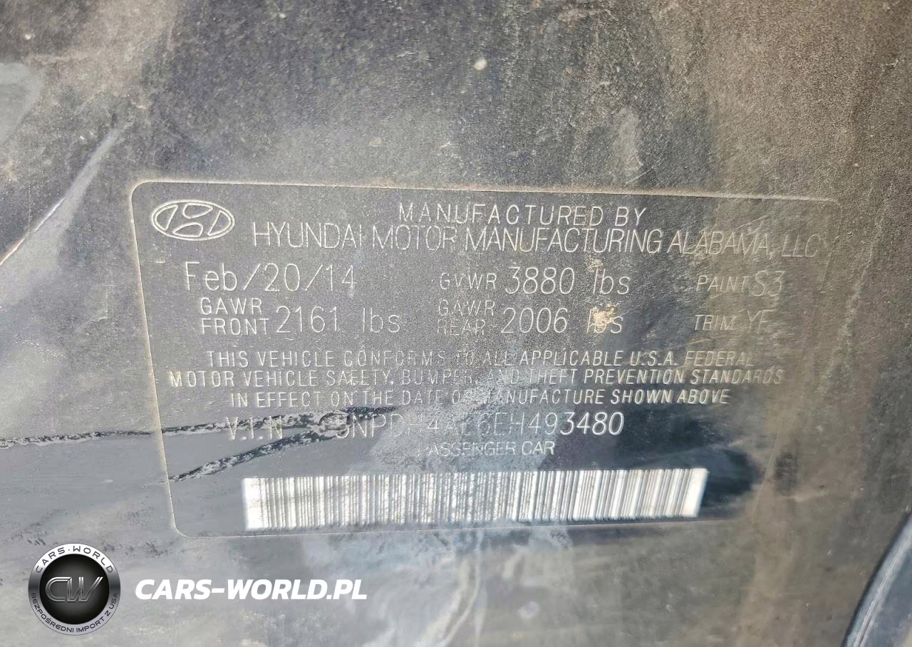 2014 Hyundai Elantra Se VIN:5NPDH4AE6EH493480 - 12