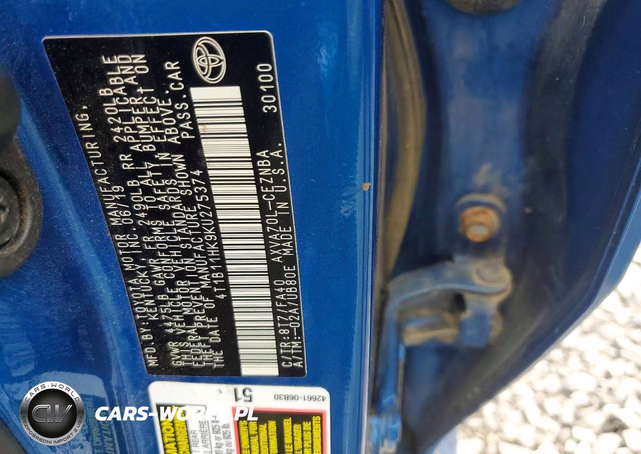 2019 Toyota Camry Le VIN:4T1B11HK9KU275374 - 12