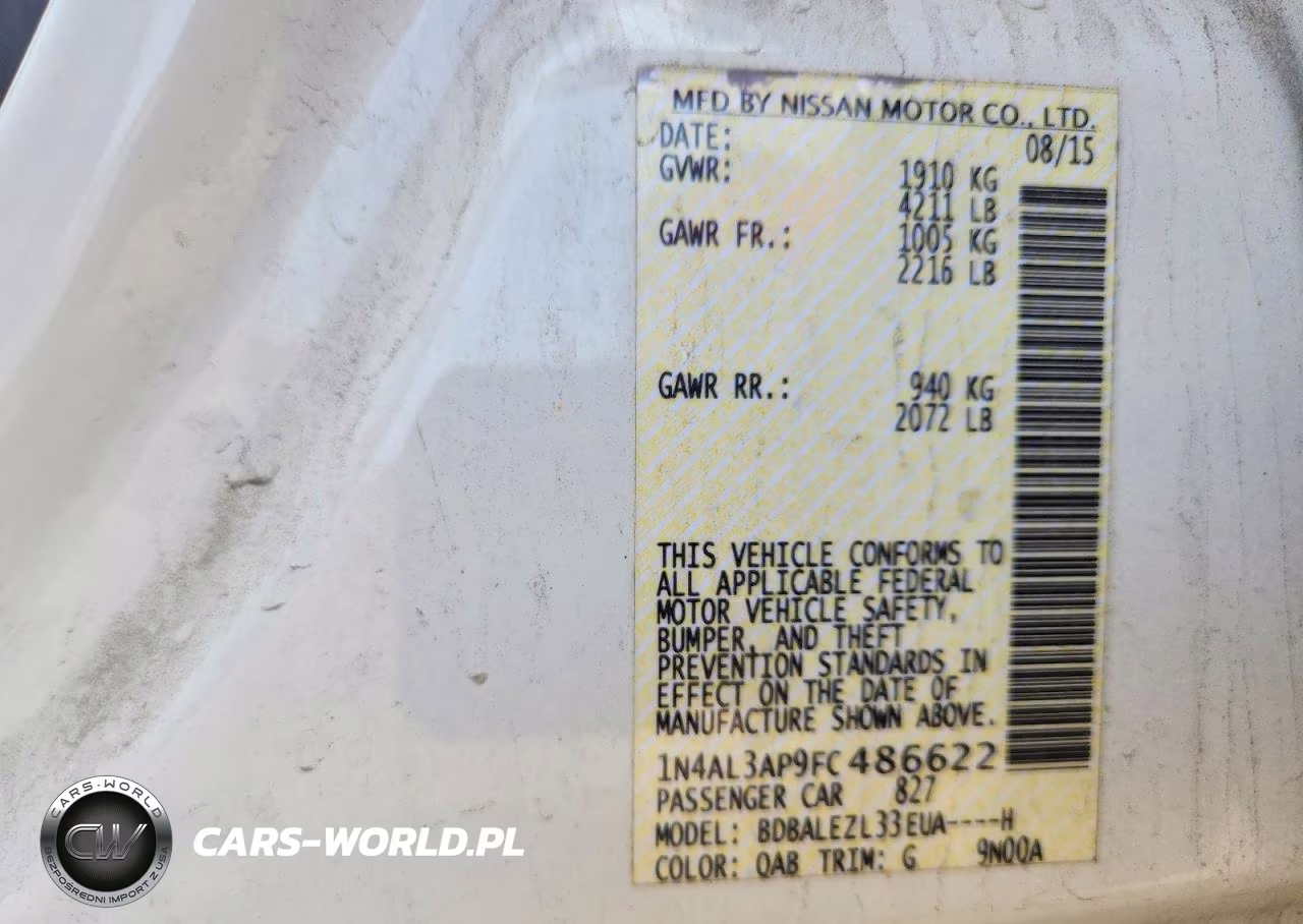 2015 Nissan Altima 2.5 S VIN:1N4AL3AP9FC486622 - 12