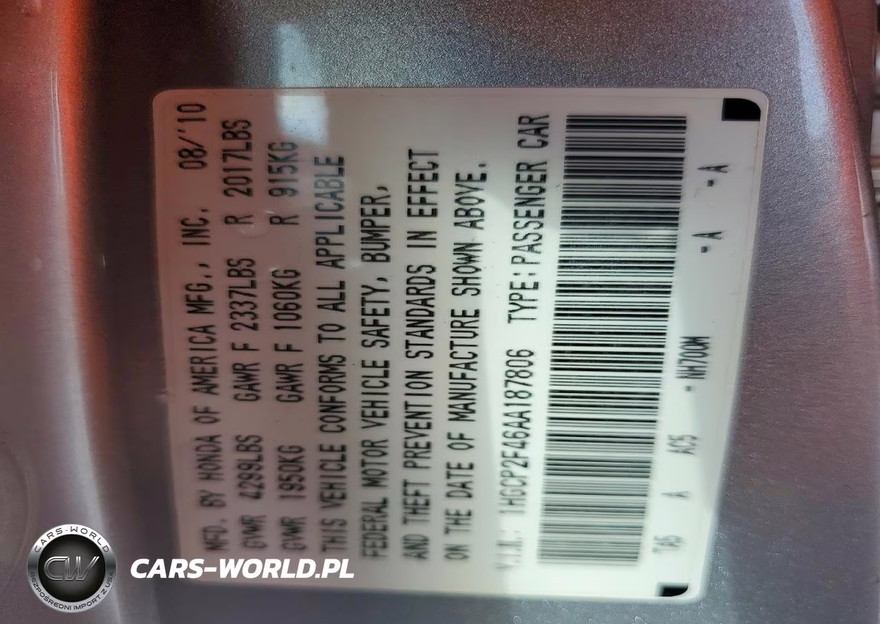 2010 Honda Accord Lxp VIN:1HGCP2F46AA187806 - 13