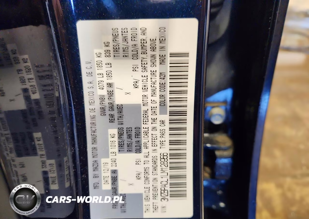 2020 Mazda 3 Select VIN:3MZBPACL1LM128956 - 13