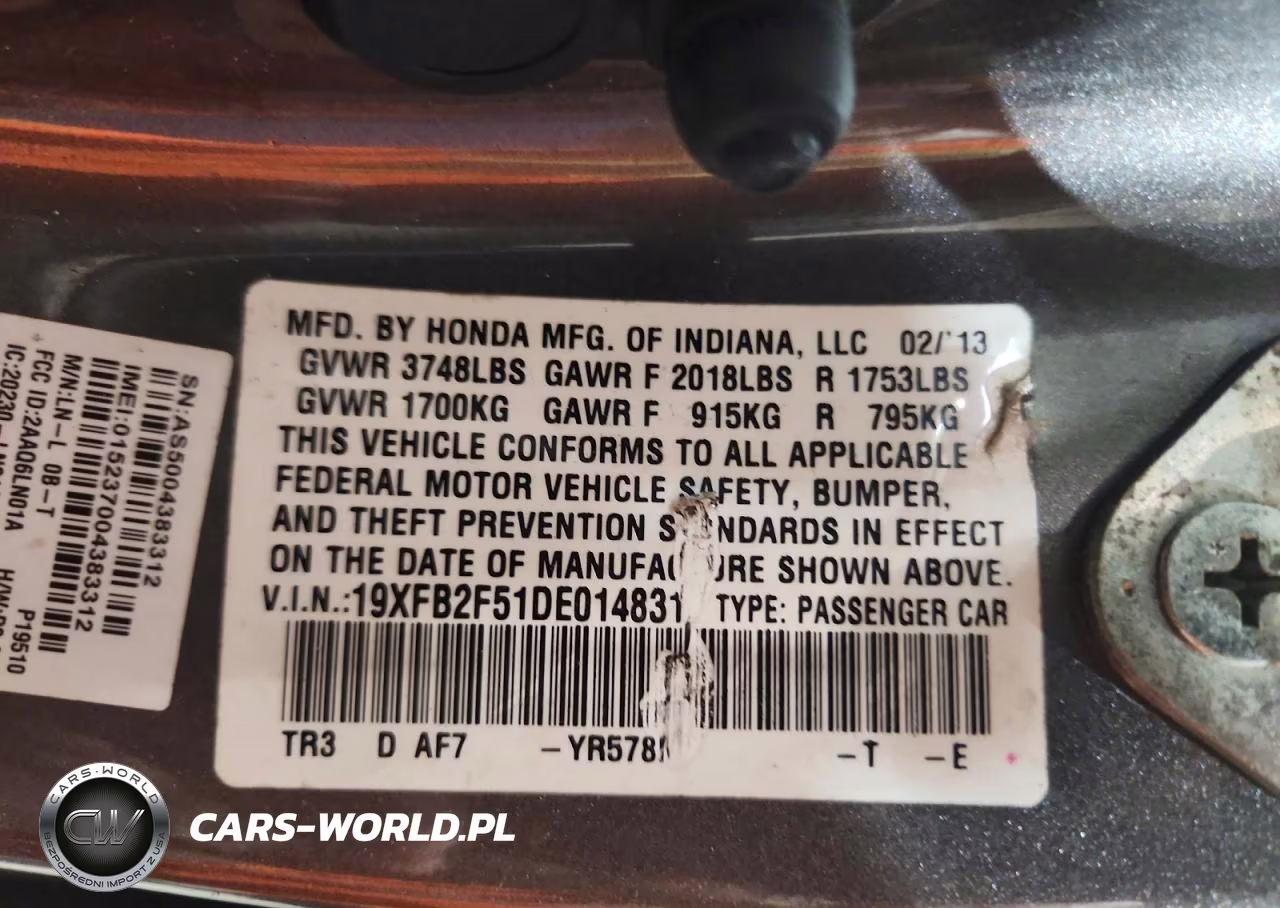 2013 Honda Civic Lx VIN:19XFB2F51DE014831 - 12