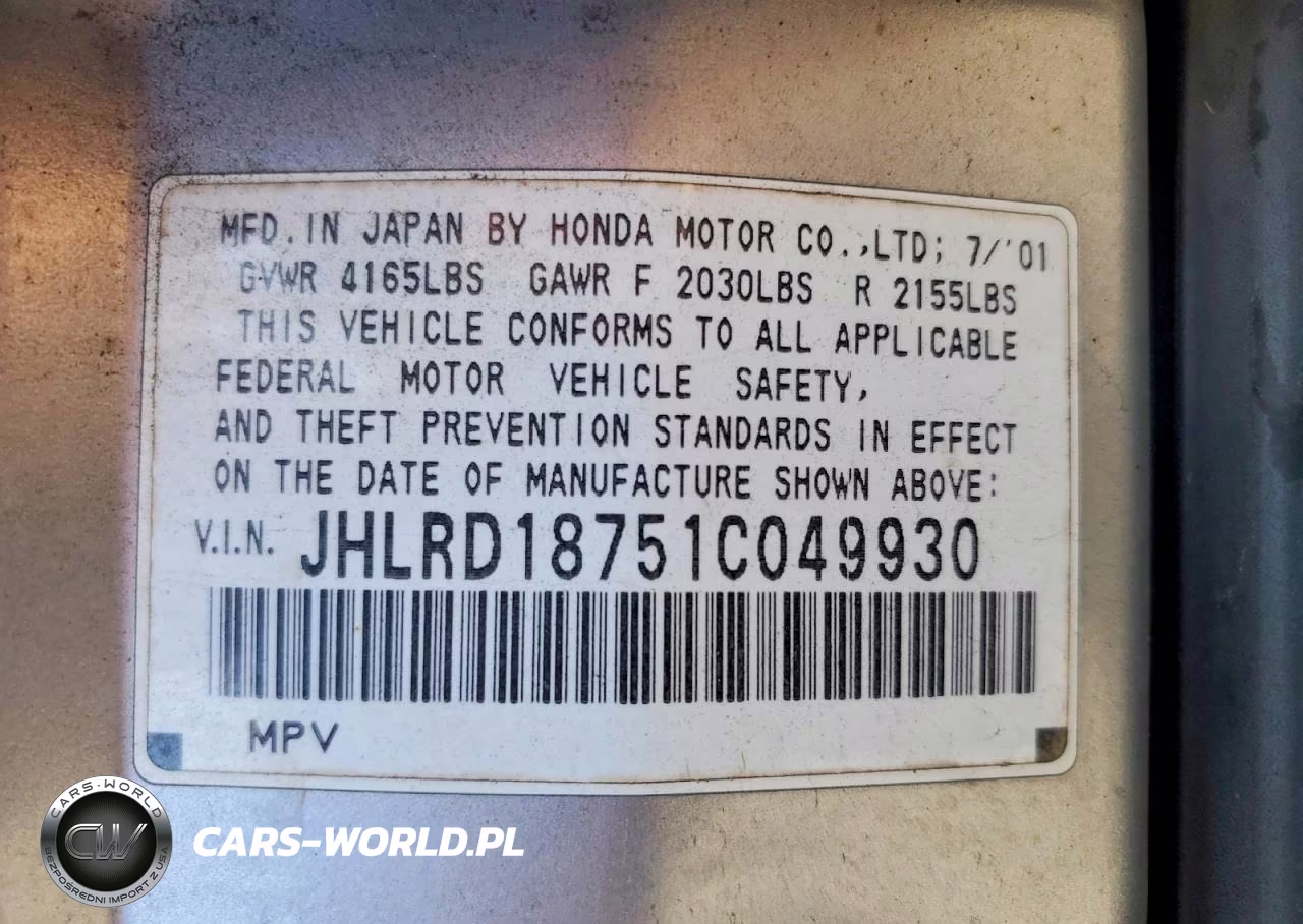 2001 Honda Cr-V Se VIN:JHLRD18751C049930 - 14