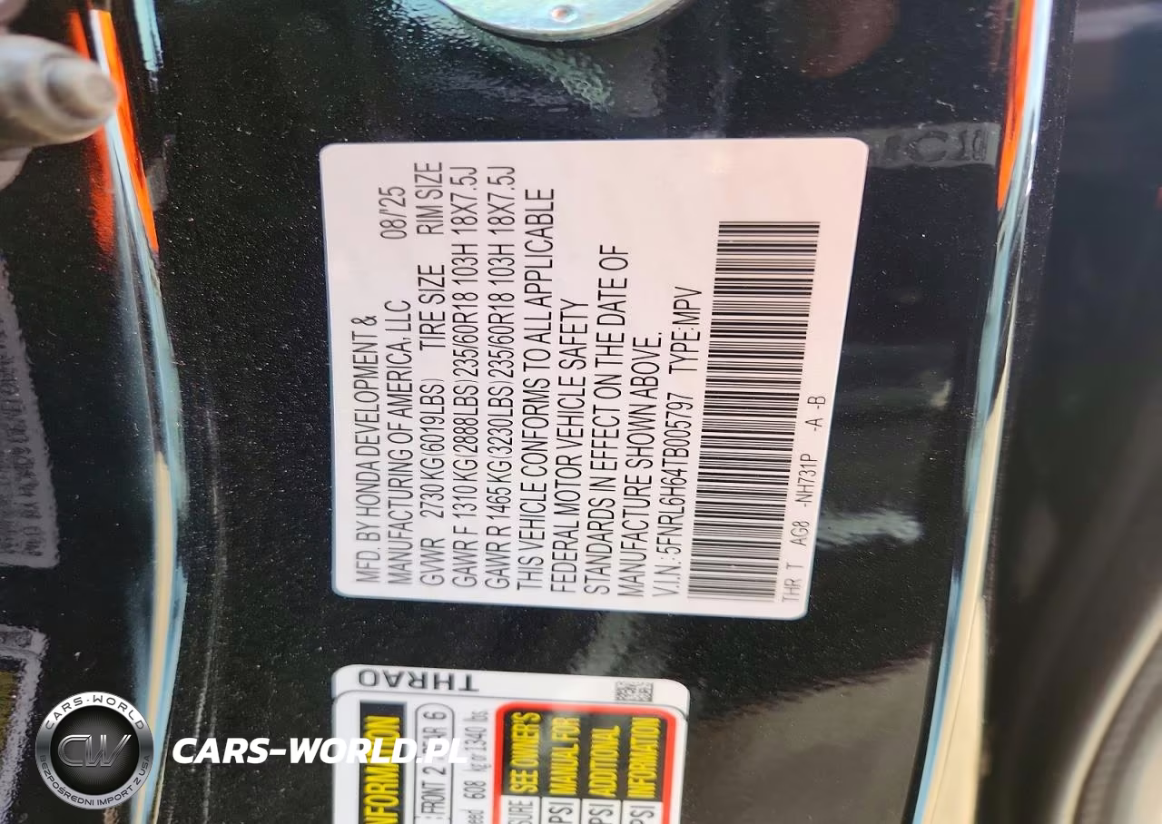 2026 Honda Odyssey Exl VIN:5FNRL6H64TB005797 - 12