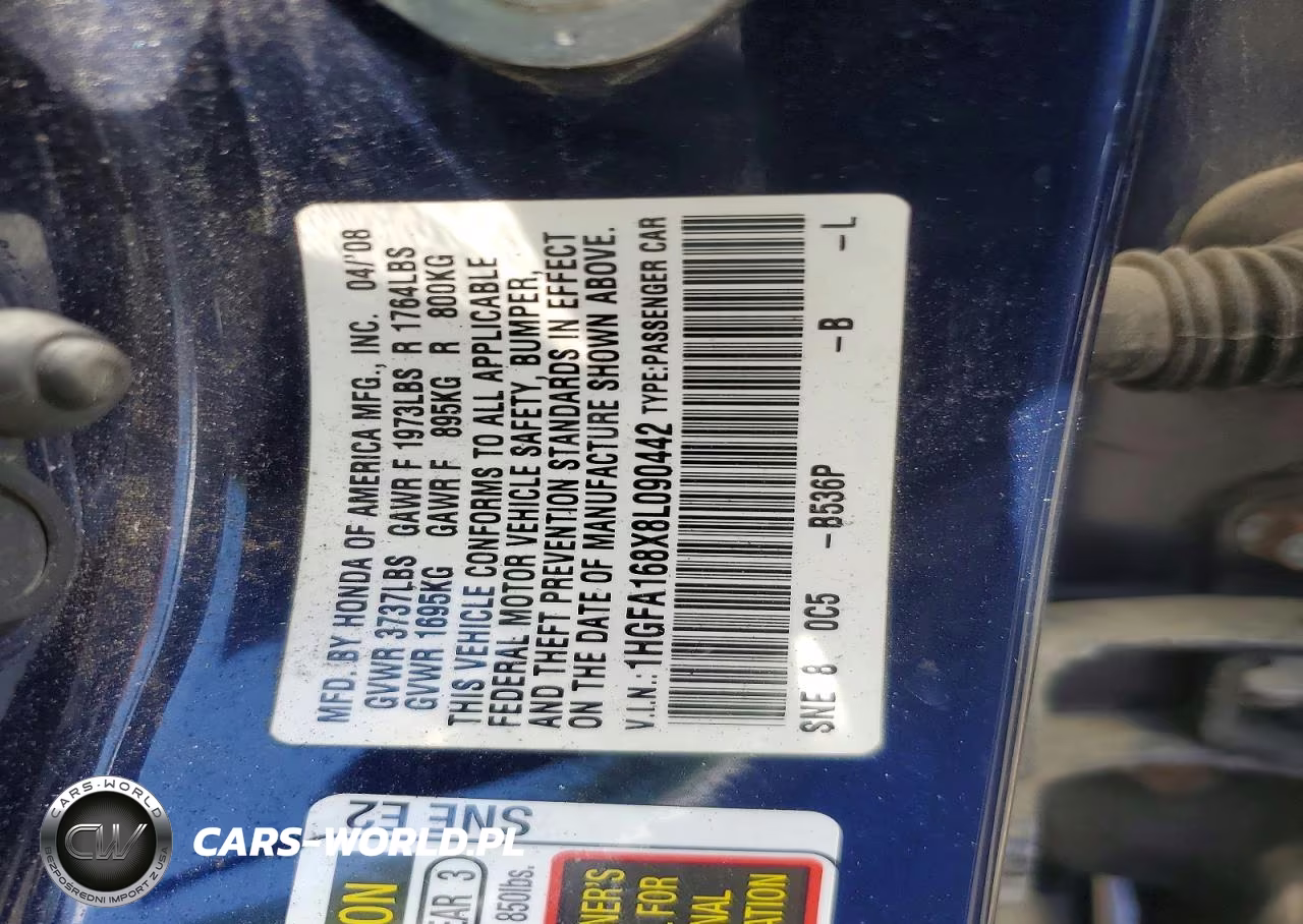2008 Honda Civic Ex VIN:1HGFA168X8L090442 - 13