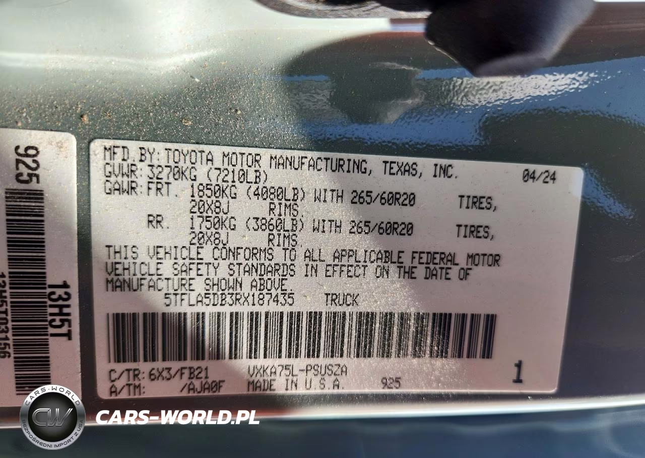 2024 Toyota Tundra Sr5 VIN:5TFLA5DB3RX187435 - 12
