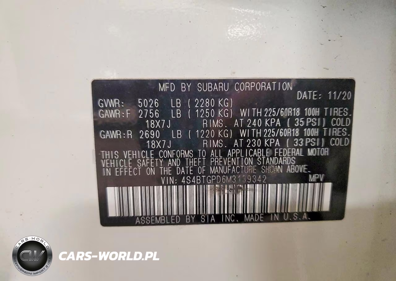 2021 Subaru Outback Touring VIN:4S4BTGPD6M3139342 - 14