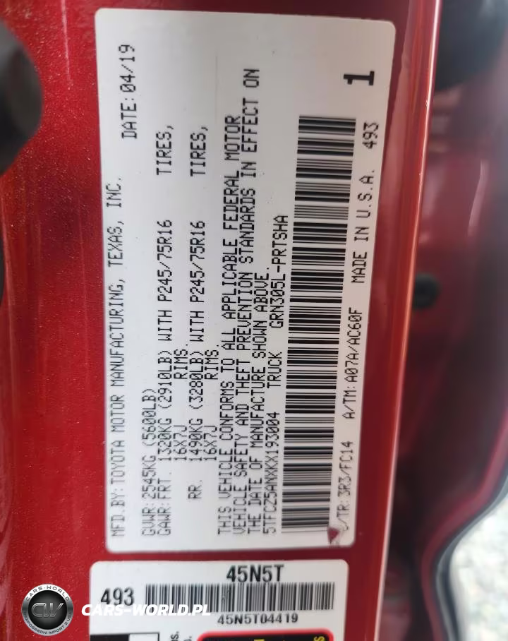 2019 Toyota Tacoma Sr5 V6 VIN:5TFCZ5ANXKX193004 - 12