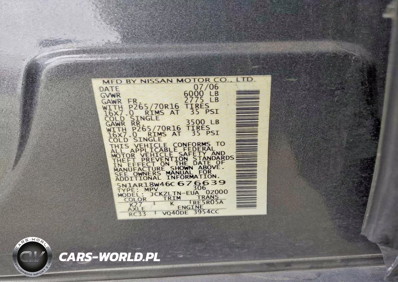 2006 Nissan Pathfinder S VIN:5N1AR18W46C676639 - 13