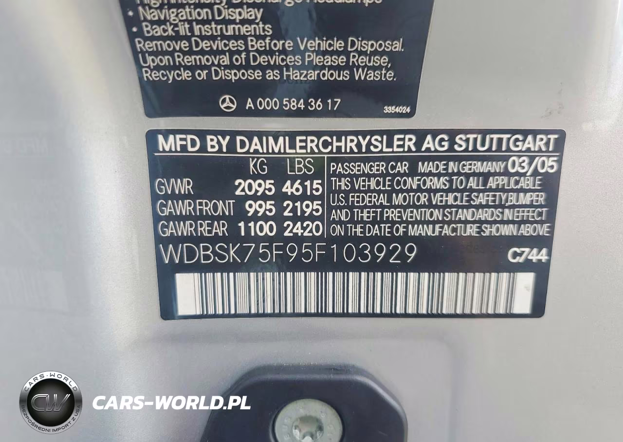 2005 Mercedes-Benz Sl 500 VIN:WDBSK75F95F103929 - 13
