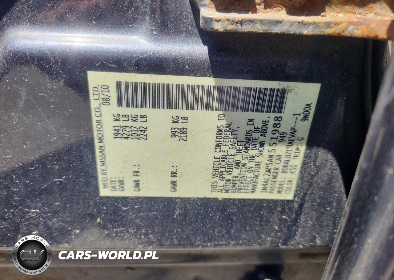 2010 Nissan Altima 2.5 VIN:1N4AL2AP5AN551988 - 12