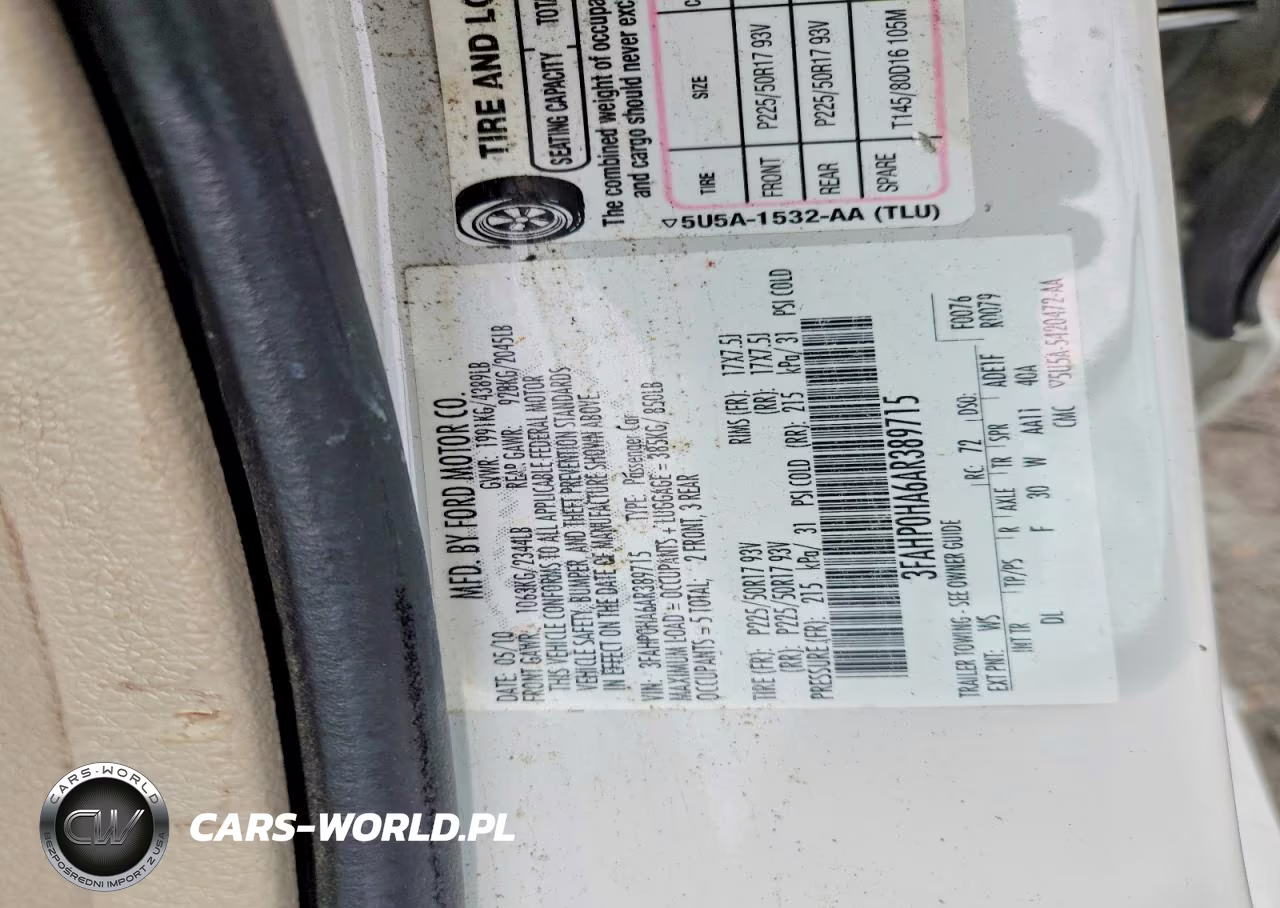 2010 Ford Fusion Se VIN:3FAHP0HA6AR389715 - 12