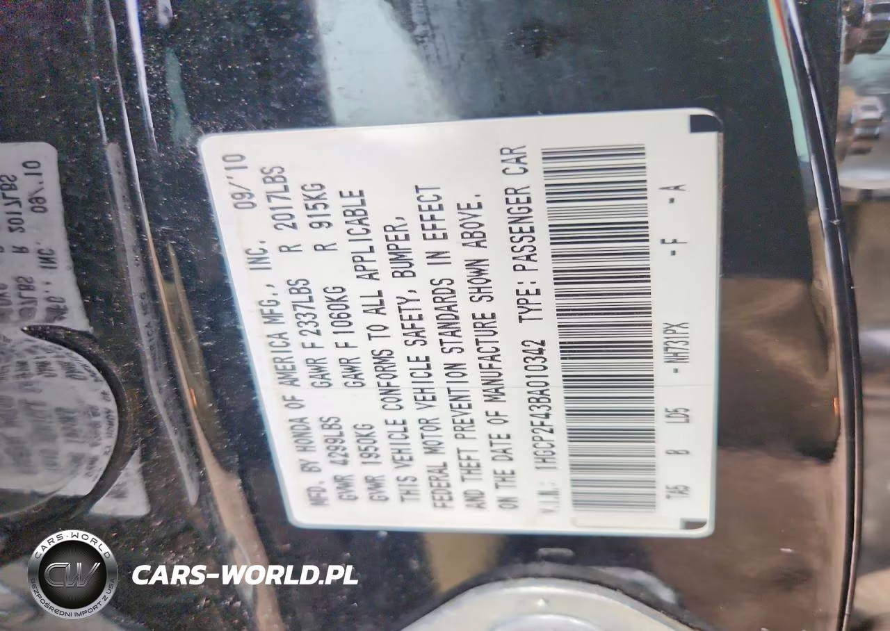 2011 Honda Accord Lxp VIN:1HGCP2F43BA010342 - 12