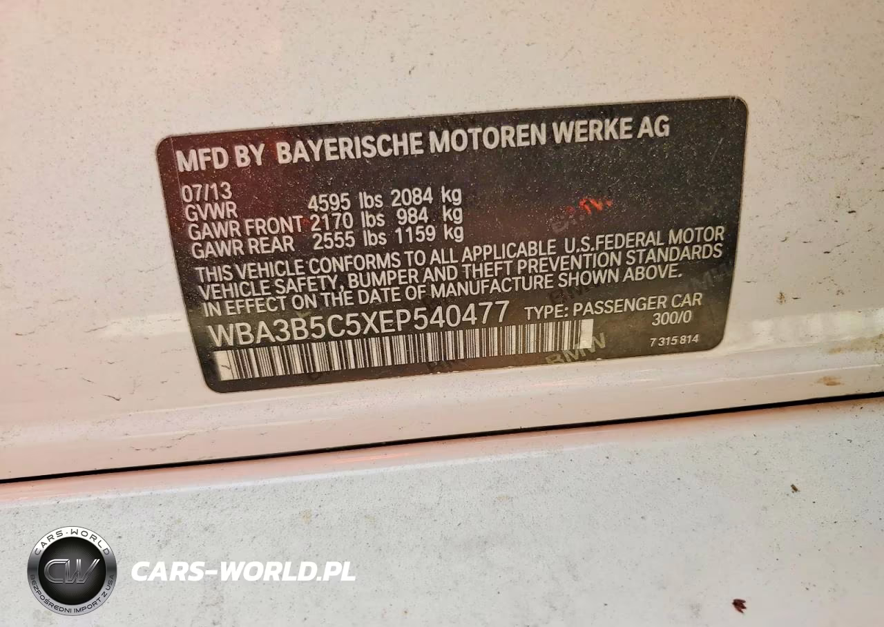 2014 BMW 328 Xi Sulev VIN:WBA3B5C5XEP540477 - 12