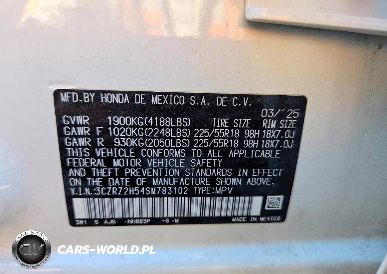 2025 Honda Hr-V Sport VIN:3CZRZ2H54SM783102 - 13