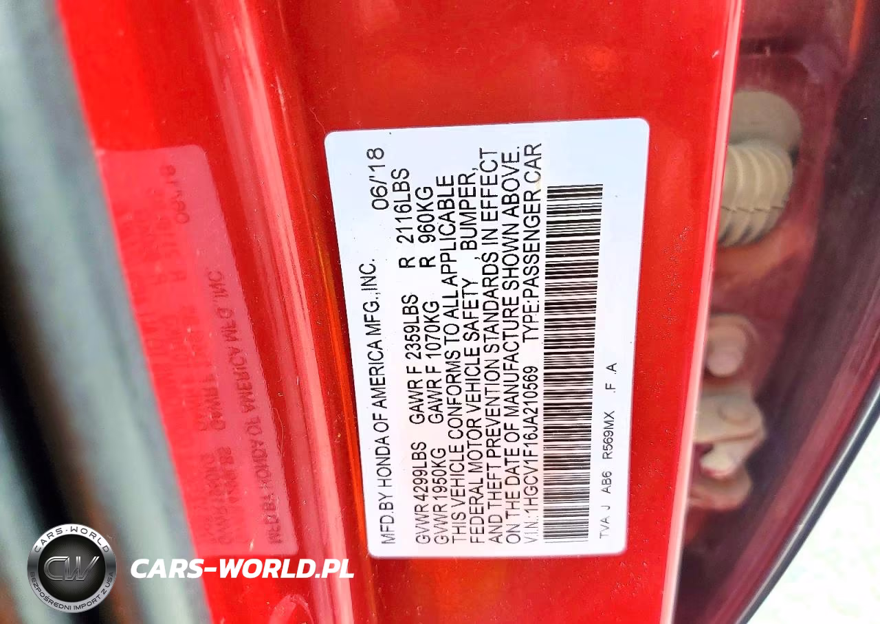 2018 Honda Accord VIN:1HGCV1F16JA210569 - 13
