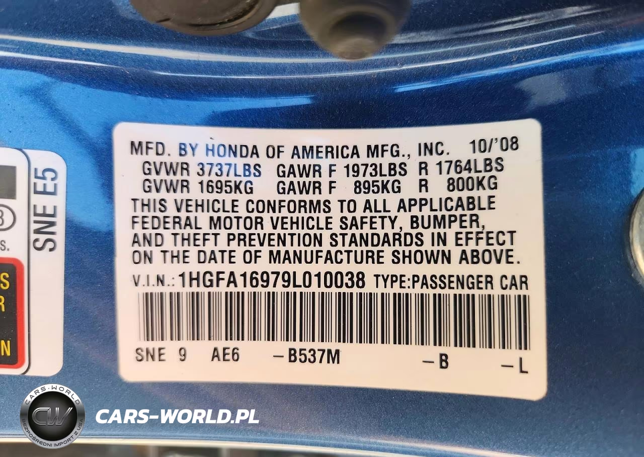 2009 Honda Civic Exl VIN:1HGFA16979L010038 - 12