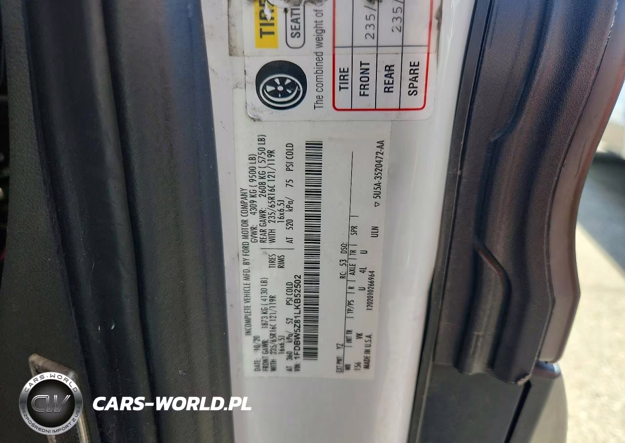 2020 Ford Transit Delivery Truck VIN:1FDBW5Z81LKB52502 - 12