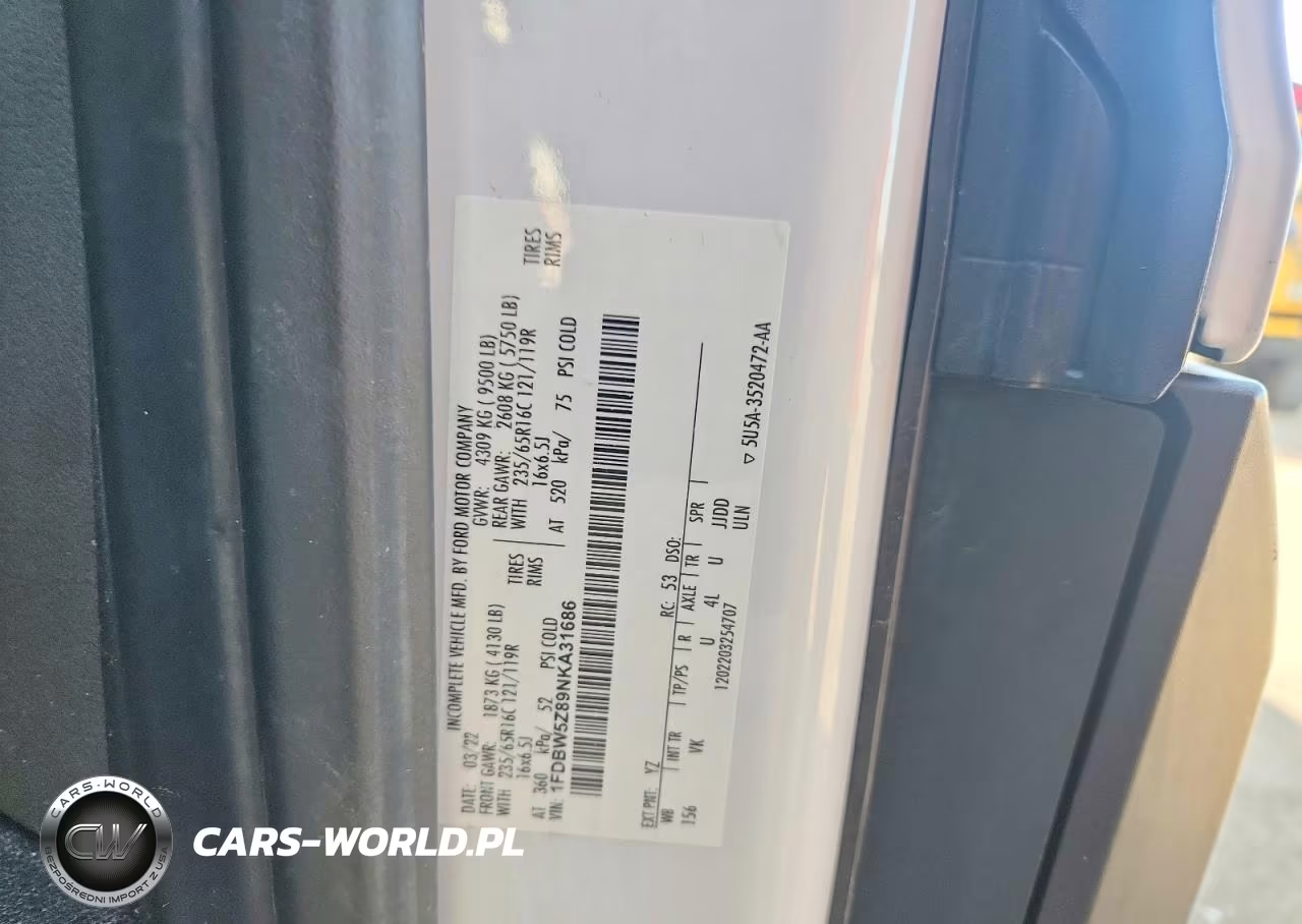 2022 Ford Transit Delivery Truck VIN:1FDBW5Z89NKA31686 - 12